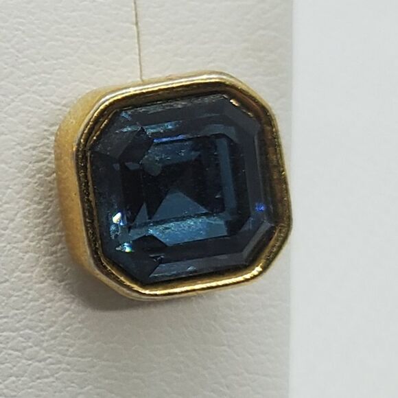 Vintage Swarovski Blue & Gold Earrings - Picture 2 of 5